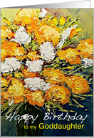 White & Orange Flowers in a Vase - Happy Birthday Goddaughter card