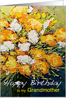 White & Orange Flowers in a Vase - Happy Birthday Grandmother card