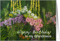 Mixed Flowers in a Garden - Happy Birthday Grandniece card