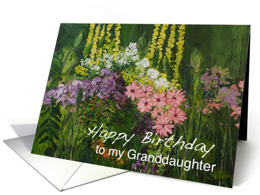 Mixed Flowers in a Garden - Happy Birthday Granddaughter card