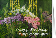Mixed Flowers in a Garden - Happy Birthday Granddaughter card