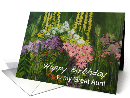 Mixed Flowers in a Garden - Happy Birthday Great Aunt card (1127616)