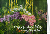 Mixed Flowers in a Garden - Happy Birthday Great Aunt card