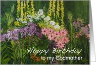 Mixed Flowers in a Garden - Happy Birthday Godmother card