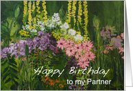 Mixed Flowers in a Garden - Happy Birthday Partner card