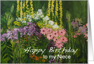 Mixed Flowers in a Garden - Happy Birthday Niece card