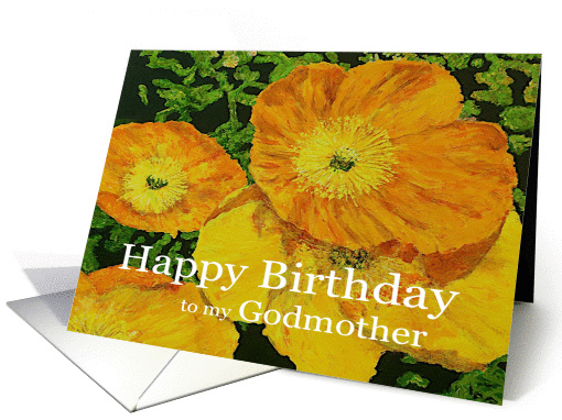 Large Orange Poppies - Happy Birthday Godmother card (1127782)