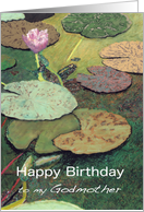 Pink Water Lily & Pods - Happy Birthday Godmother card