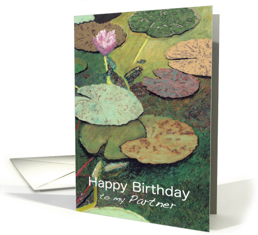 Happy Birthday Partner - Pink Water Lily & Pods card (1128596)