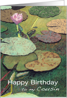 Happy Birthday Cousin - Pink Water Lily & Pods card