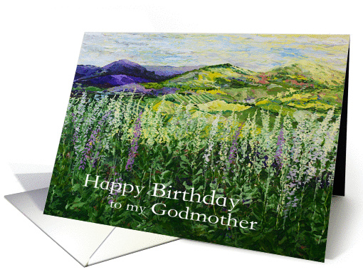 Happy Birthday Godmother - Landscape with Wildflowers card (1128632)