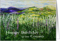 Happy Birthday Cousin - Landscape with Wildflowers card