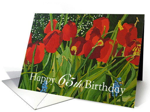 Happy 65th Birthday - Red Tulips card (1129202)