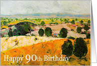 Happy 90th Birthday - Landscape Mountains, Hills, and Trees card