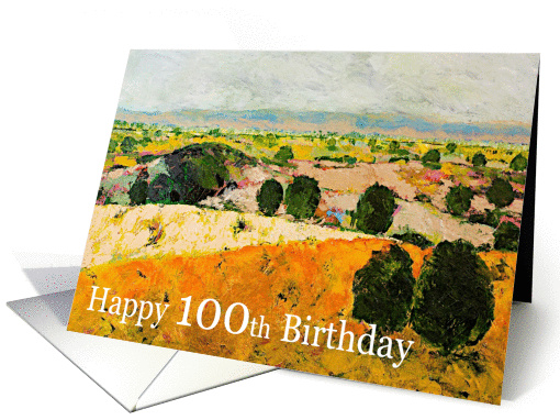 Happy 100th Birthday - Landscape Mountains, Hills, and Trees card