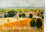 Happy 100th Birthday - Landscape Mountains, Hills, and Trees card