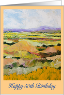 Happy 50th Birthday - Warm Tone Fields and Purple Mountains card