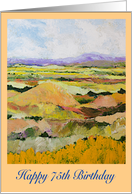 Happy 75th Birthday - Warm Tone Fields and Purple Mountains card