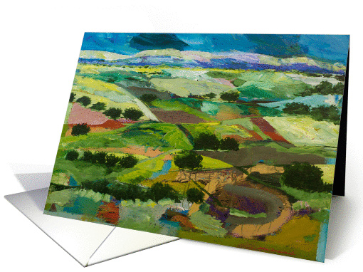 Blank Note Card, Art Work of Storm Over Fields card (1135852)