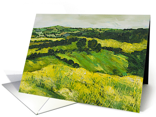Blank Note Card, Painting of Rural Landscape with trees and grass card