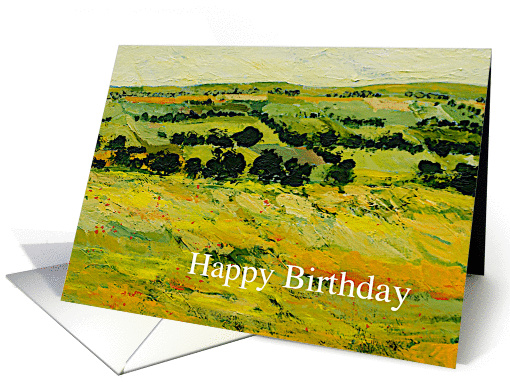 Happy Birthday - Yellow Valley with Hills and Fields card (1158440)