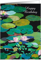 Happy Birthday - Pink Waterlilies in a Pond card