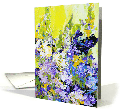 Purple Flowers Yellow Sky Blank Any Occassion card (1514662)