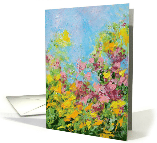 Vines of Red and Yellow Flowers Blank Any Occassion card (1514664)