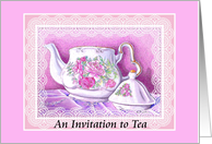 Still Life Teapot and Lace Tea Party Invitation card