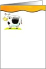 Birthday Fun Cow with Birthday Cake Shaped Black Spot on White card