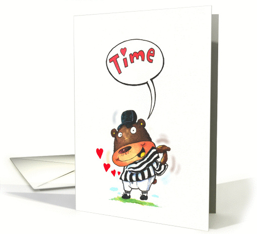 Cute football referee calling time out for their Anniversary wish card