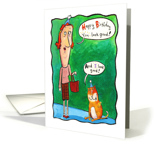 Kooky Cat Lady. Birthday compliments. Looking good card (1115456)