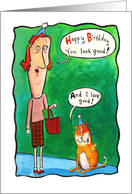 Kooky Cat Lady. Birthday compliments. Looking good card