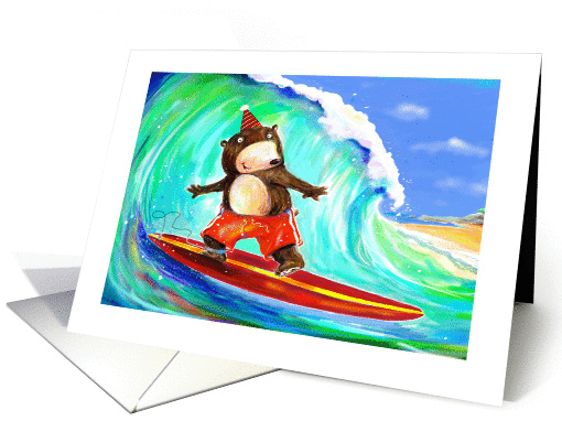 Happy Birthday Surfing Bear, Money Enclosed card (1153864)