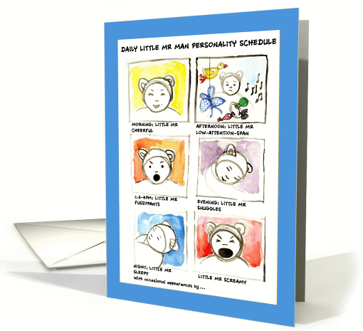 New Parent Humor: Baby Boy Mood Guide (blank) card (1195958)