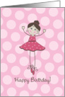 Happy Birthday Ballerina - Pink Polka Dots card