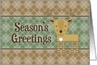 Whimsical Season’s Greetings Reindeer - Sage Brown Argyle card