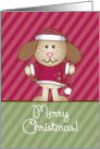 Merry Christmas Puppy Dog Elf- Striped card