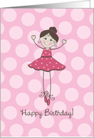 Happy Birthday Ballerina - Pink Polka Dots card