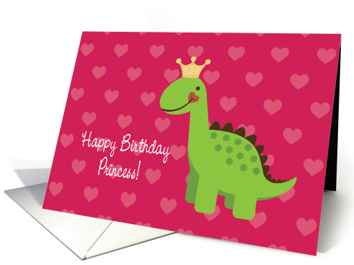 Happy Birthday Princess Dinosaur - Pink Hearts card (1118244)