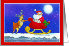 Santa and Laughing Reindeer card