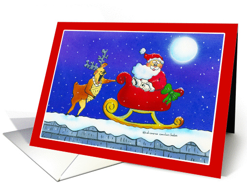 Santa and Laughing Reindeer card (1256064)
