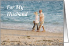 Couple on Beach Anniversary for Husband card