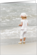 Young Girl on Beach Missing You Card