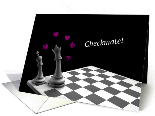 Chess Themed Card Showing Romance Between King and Queen card