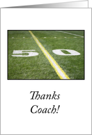 Football Coach 50 Yard Line Thank you card