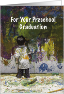 Boy Painting Preschool Graduation card