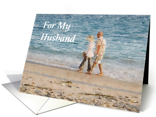 Couple on Beach Anniversary for Husband card (1404170)