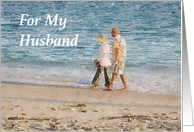 Couple on Beach Anniversary for Husband card