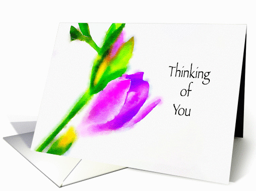 Watercolor Floral Thinking of You Blank Inside card (1429298)